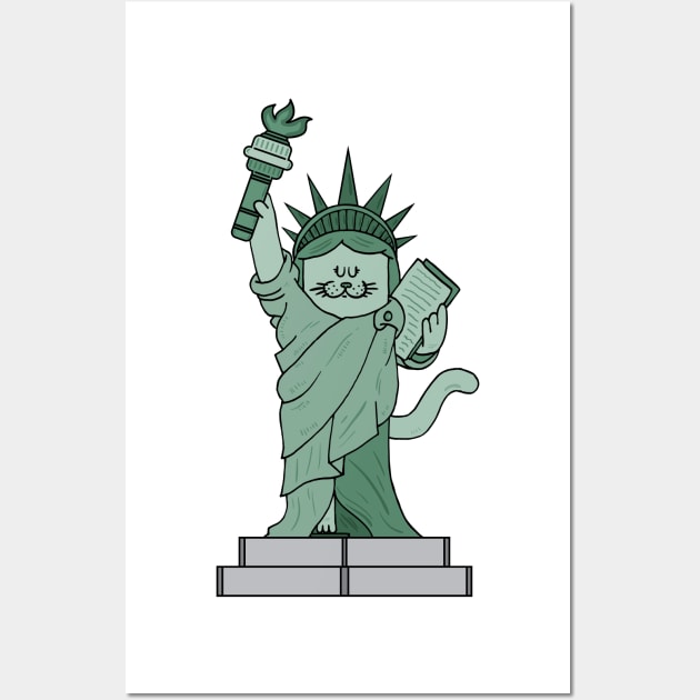 The cat statue of liberty Wall Art by adrianserghie